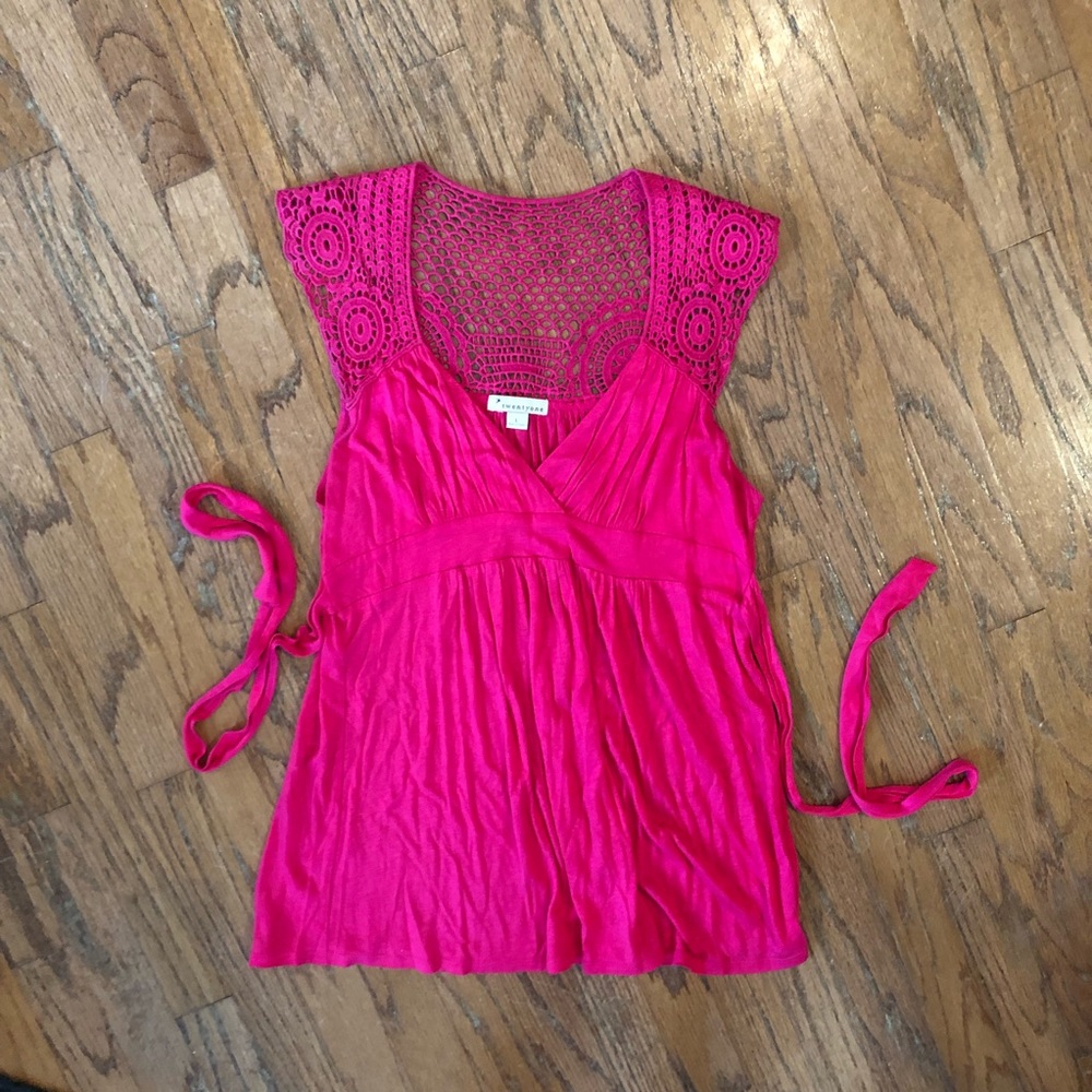 Hot pink v neck tank top